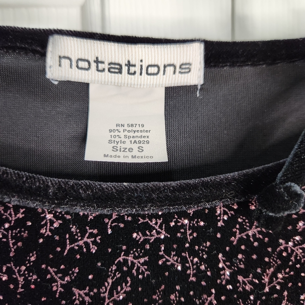 Notations Black Sequin Blouse Size Small, Bow Tie… - image 4